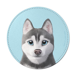Howl the Siberian Husky Leather Coaster