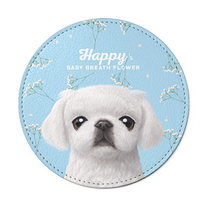 Happy’s Baby Breath Flower Leather Coaster