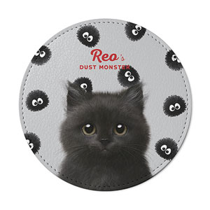 Reo the Kitten&#039;s Dust Monster Leather Coaster