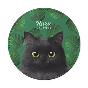 Ruru&#039;s Monstera Leather Coaster