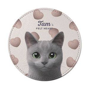 Tam’s Felt Heart Leather Coaster