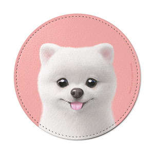QiuQiu the Pomeranian Leather Coaster