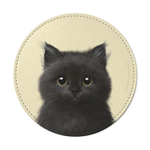 Reo the Kitten Leather Coaster