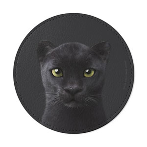 Blacky the Black Panther Leather Coaster