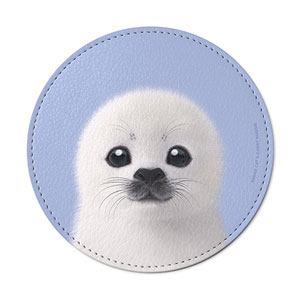 Juju the Harp Seal Leather Coaster