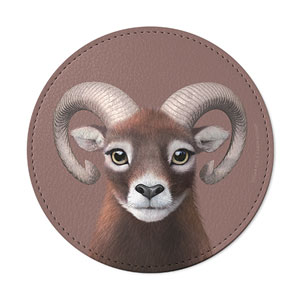 Minos the Mouflon Leather Coaster