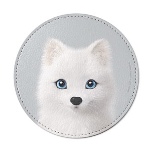 Polly the Arctic Fox Leather Coaster