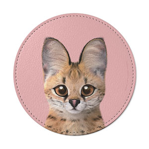 Scarlet the Serval Leather Coaster