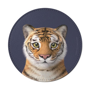 Tigris the Siberian Tiger Leather Coaster