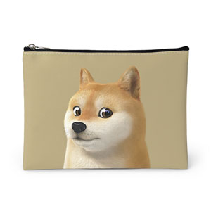 Doge the Shiba Inu (GOLD ver.) Leather Pouch (Flat)