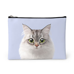 Miho the Norwegian Forest Leather Pouch (Flat)