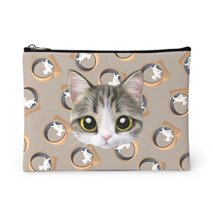 Kung’s Cat Wheel Face Leather Pouch (Flat)
