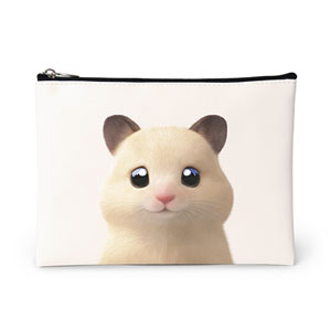 Pudding the Hamster Leather Pouch (Flat)