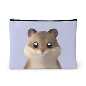 Ramji the Hamster Leather Pouch (Flat)