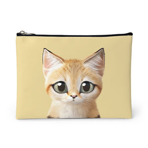 Sandy the Sand cat Leather Pouch (Flat)