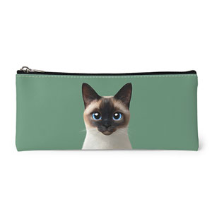 Bom the Siamese Leather Pencilcase (Flat)