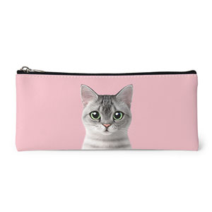 Cookie the American Shorthair Leather Pencilcase (Flat)