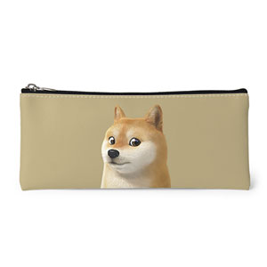 Doge the Shiba Inu (GOLD ver.) Leather Pencilcase (Flat)