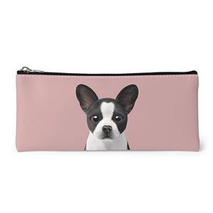 Franky the French Bulldog Leather Pencilcase (Flat)