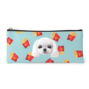 Potato&#039;s French Fries Face Leather Pencilcase (Flat)