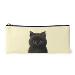 Reo the Kitten Leather Pencilcase (Flat)