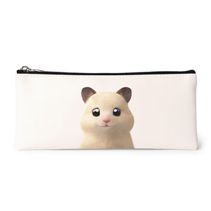Pudding the Hamster Leather Pencilcase (Flat)