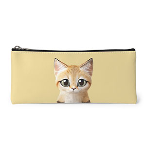 Sandy the Sand cat Leather Pencilcase (Flat)
