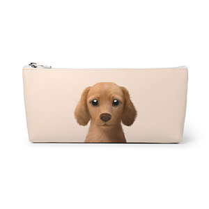Baguette the Dachshund Leather Pencilcase (Triangle)