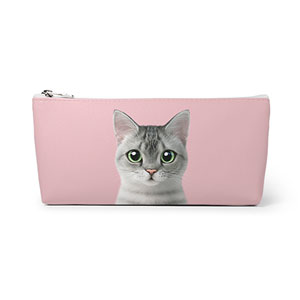 Cookie the American Shorthair Leather Pencilcase (Triangle)