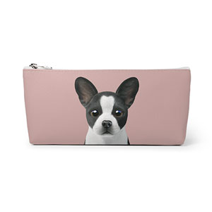 Franky the French Bulldog Leather Pencilcase (Triangle)