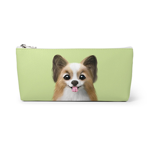 Jerry the Papillon Leather Pencilcase (Triangle)