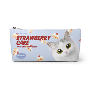 Rangi the Norwegian forest’s Strawberry Cake New Patterns Leather Pencilcase (Triangle)