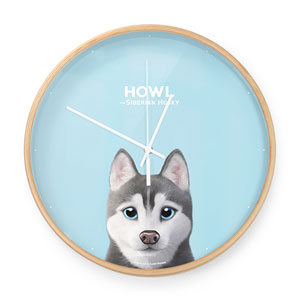 Howl the Siberian Husky Birch Wall Clock