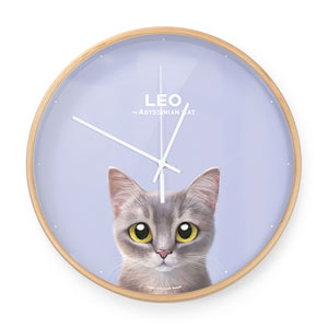 Leo the Abyssinian Blue Cat Birch Wall Clock