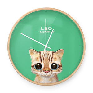 Leo the Leopard cat Birch Wall Clock